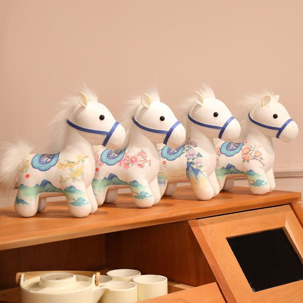 PP Cotton Cartoon Steed Doll Chinese Style Plush Horse Doll Pendant Festive Decor