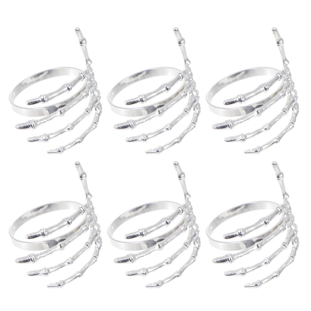 6 шт. пряжка для салфетки в виде летучей мыши и призрака, ретро-украшение, кольца, принадлежности для стола, держатели для Хэллоуина, серебряные украшения