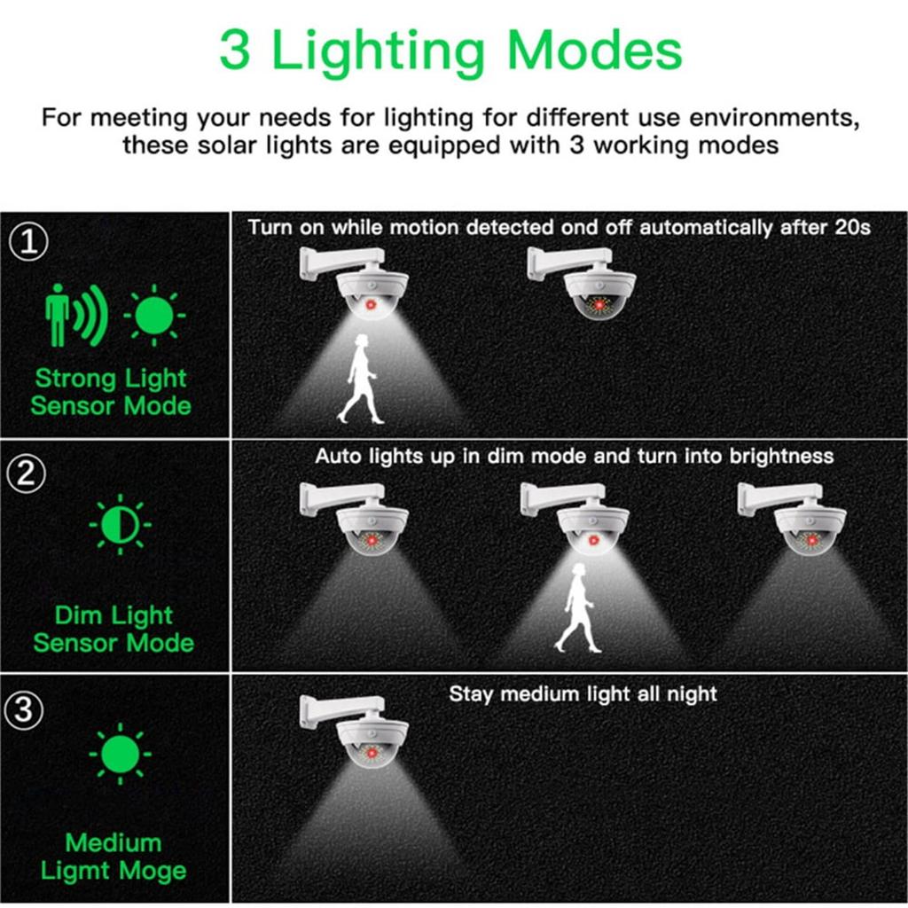 Солнечная камера безопасности мигает со светодиодным датчиком движения для обнаружения света внутри и снаружи дома, гаража