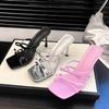 Fashion Size 43 Casual Fashion Women's Square Toe Slippers 2024 Summer New Simple Thin Strap Female High Heel Sandals Zapatos De Mujer