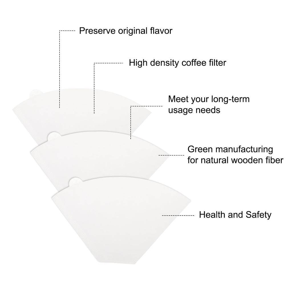Uxcell 100-Pack 4-Cone Coffee Filters, Size 103, Disposable Paper Percolator Coffee Filters, Natural Unbleached Wood Fiber, Pour-Over Coffee Filters