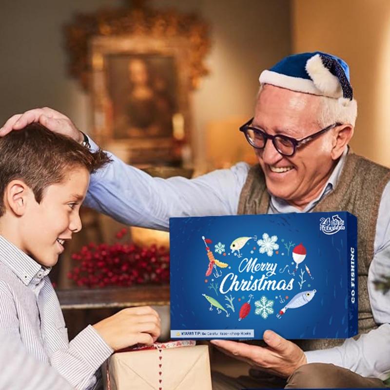 Hot Sale New Fishing Advent Calendar 2024,24 Days Fishing Lure Christmas Countdown Calendar Fishing Tackle Xmas Gift for Anglers