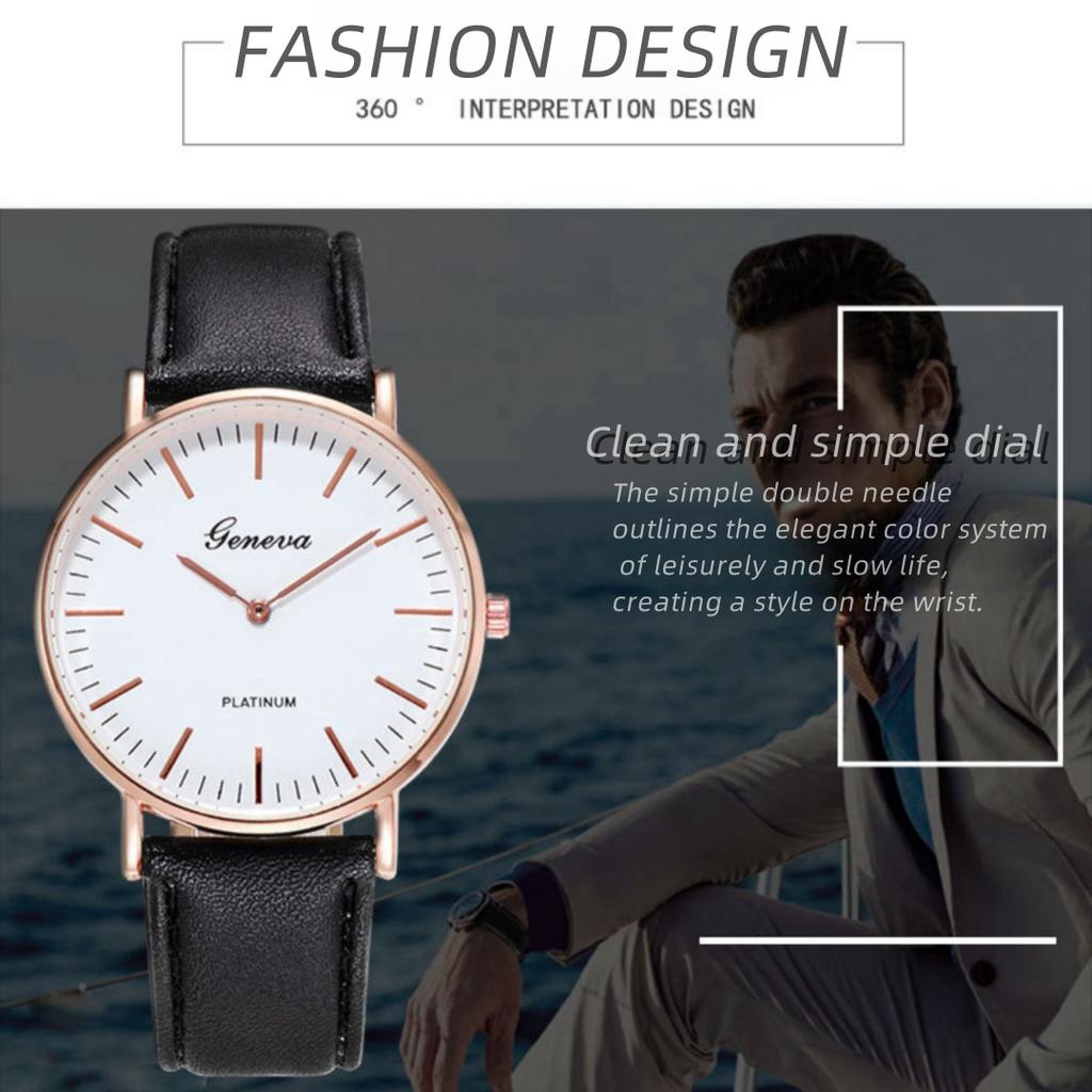 Бизнес-часы Роскошные повседневные кварцевые кожаные часы с легким тиснением на ремешке из кожи Мужские часы Подходящие подарки для мужчин