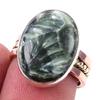 Natural Seraphinite Gemstone 925 Sterling Silver TwoTone Gift Ring S.6.5 B2Q57