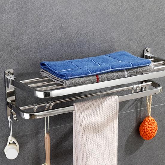 Полка для полотенец Складная Полка для полотенец с Подвижными Крючками Ржавчиностойкая Настенная