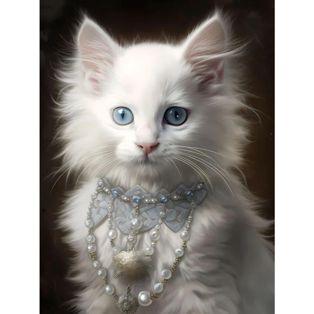 Алмазная картина, полная дрель, красивая кошка, животное, круглая алмазная живопись, ручная работа, лунный цветок, сделай сам, алмазная мозаика, картина, украшение дома