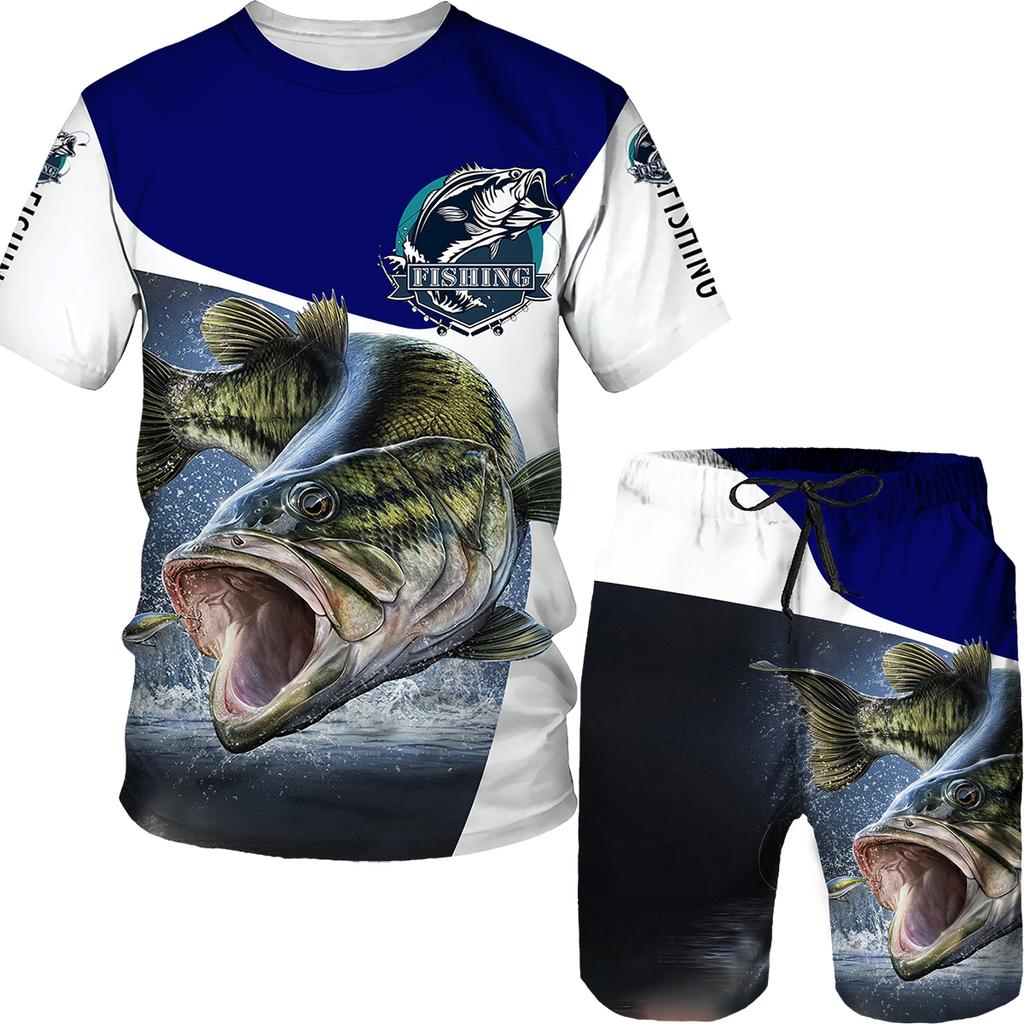 Мужская футболка с 3D принтом рыбы для спорта, рыбалки, кемпинга, камуфляжа и охоты, комплект мужской одежды, уличная одежда, футболки/шорты/костюмы больших размеров