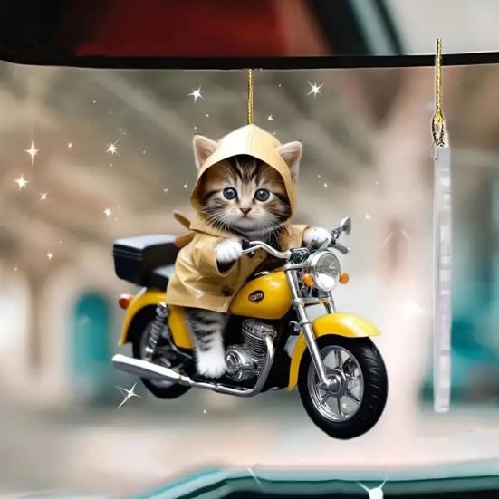 Super Cute Car Mirror Hanging Ornament with Lanyard Easy To Hang Xmas Tree Cat Shaped ADM