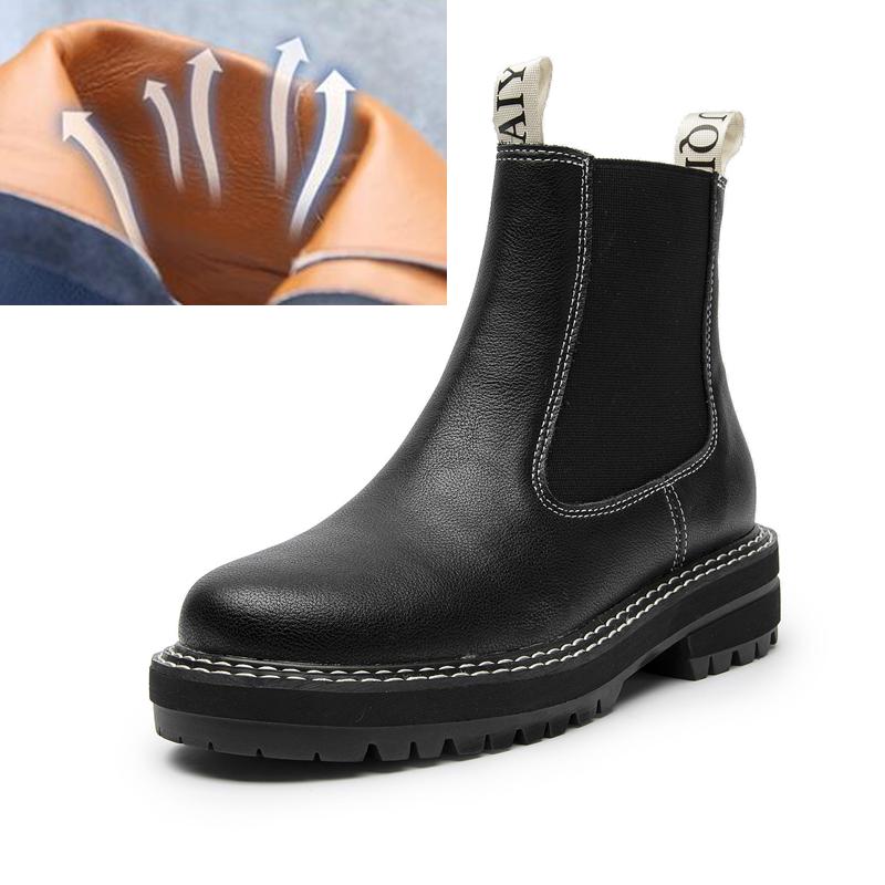 Женские ботинки из замши из натуральной кожи, модные женские ботинки челси в британском стиле, большого размера, подходят для весны, осени и зимы, женские ботильоны