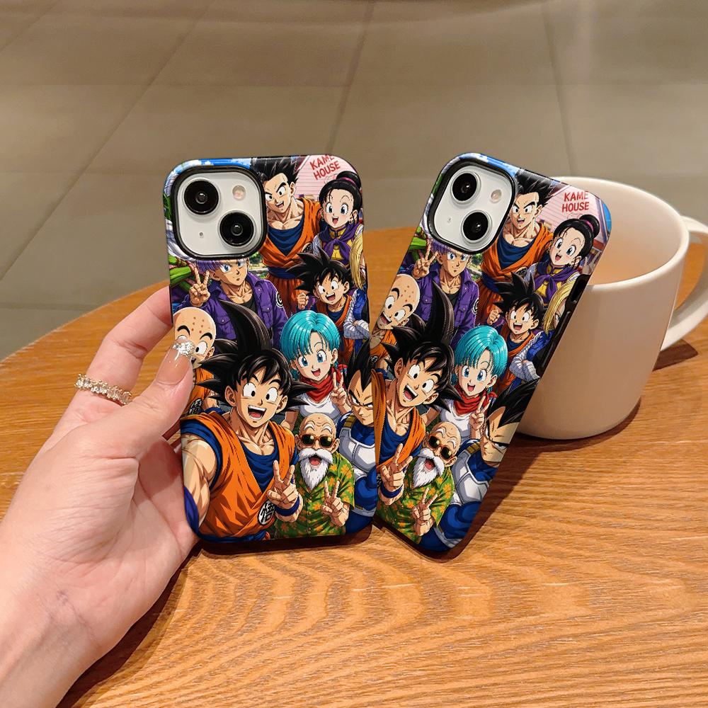 Seven Dragon Ball double-layer phone case, suitable as a protective cover for iPhone 7/8/11/12/13/14/15/16/17 Pro Max Plus