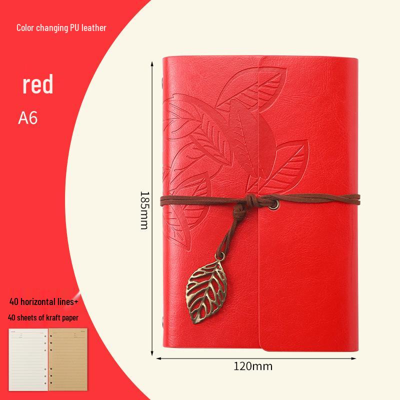 Retro Leaf Ring-Bound Travel Journal Notebook