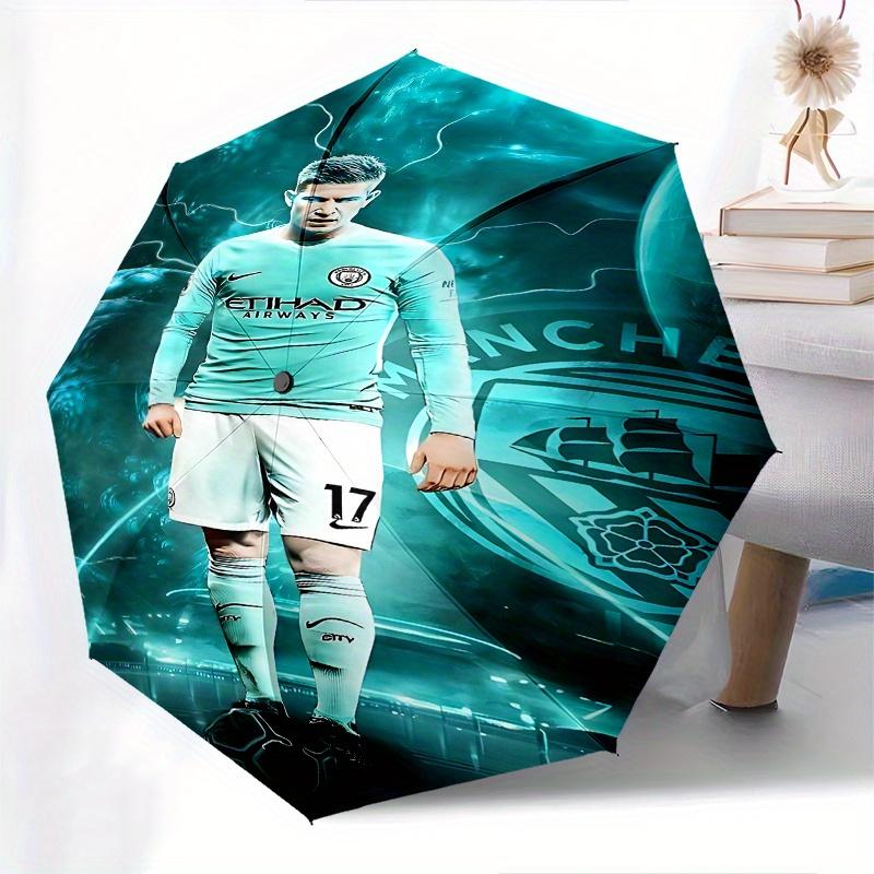 Manchester City, Soccer Player Automatic Opening and Closing Umbrella, Compact Travel Umbrella, Lightweight and Portable, Suitable for Beach