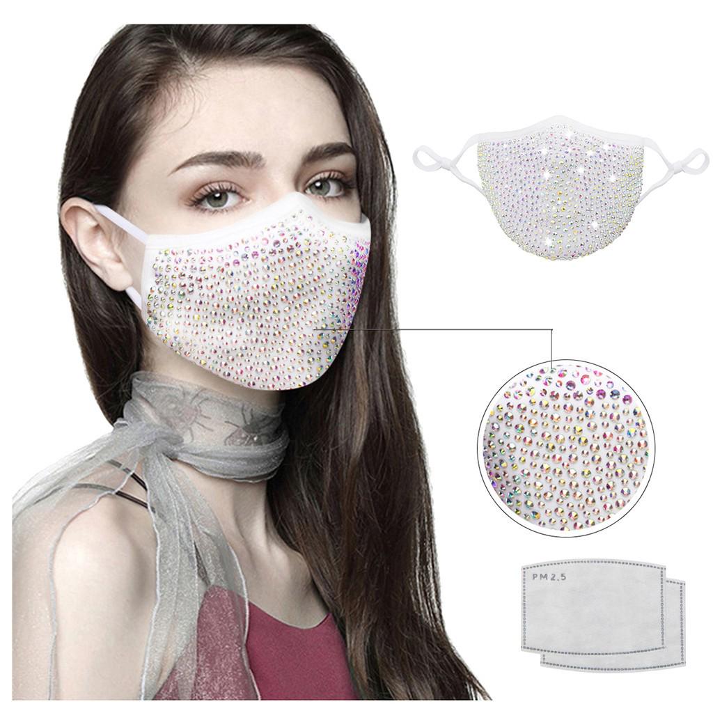 Модная многоразовая ветрозащитная маска с дымкой для взрослых, алмазная маска для женщин