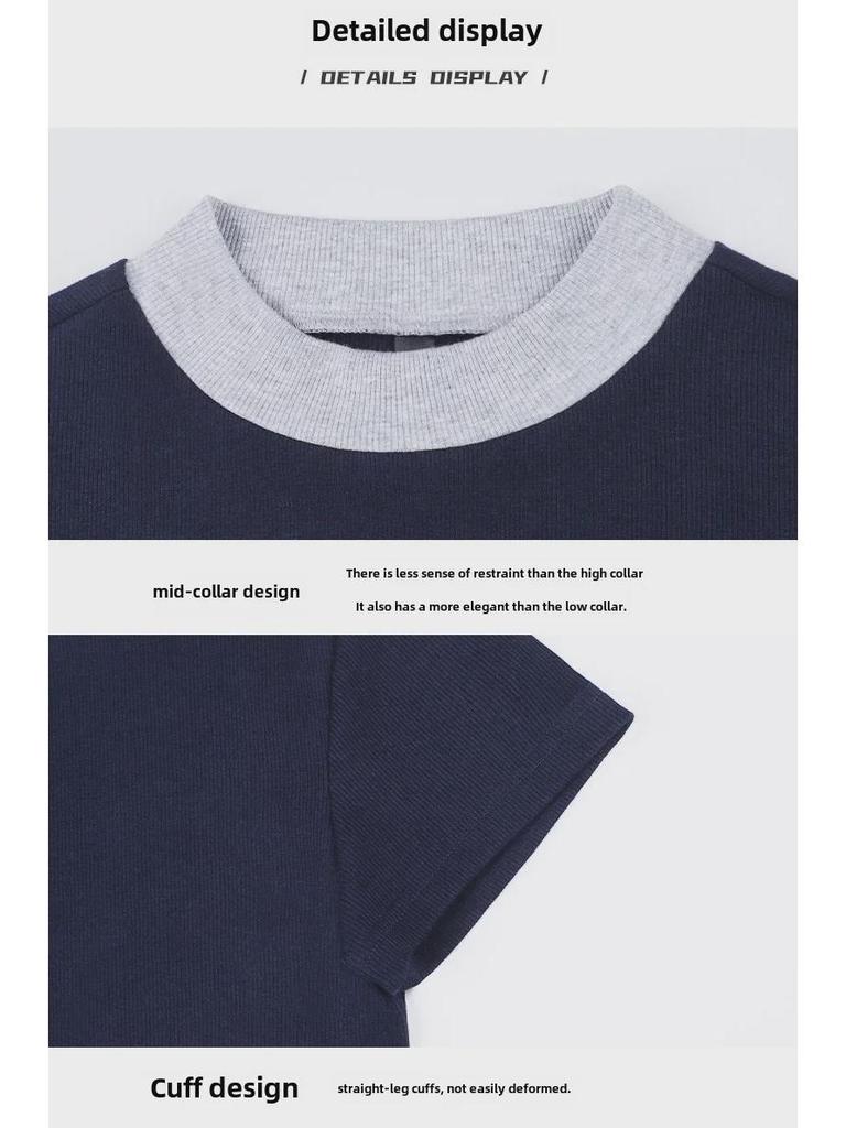 Chic French Style Slim Fit Short-Sleeve T-Shirt for Women - High Elastic, Cool Touch, Round Neck, Spring/Summer 2025