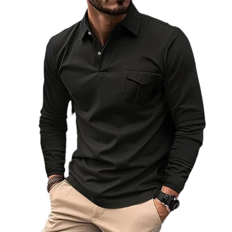 Spring and Autumn New Men's Long-sleeved Polo Shirt Casual Lapel Sports Polo Shirt