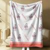Sanrio Lovely Hello Kitty Plush Flannel Blanket Blue & White Stripe Lightweight Throw Bed Sofa Cover School Office Nap Shawl