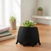 Decorative flowerpot with a smile, black, for plants, modern design
