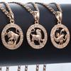 Women's Zodiac Sign Pendant 12 Constellation Charm Rose Gold Necklace Aries Leo Scorpio 3mm Snail Jewelry GP278