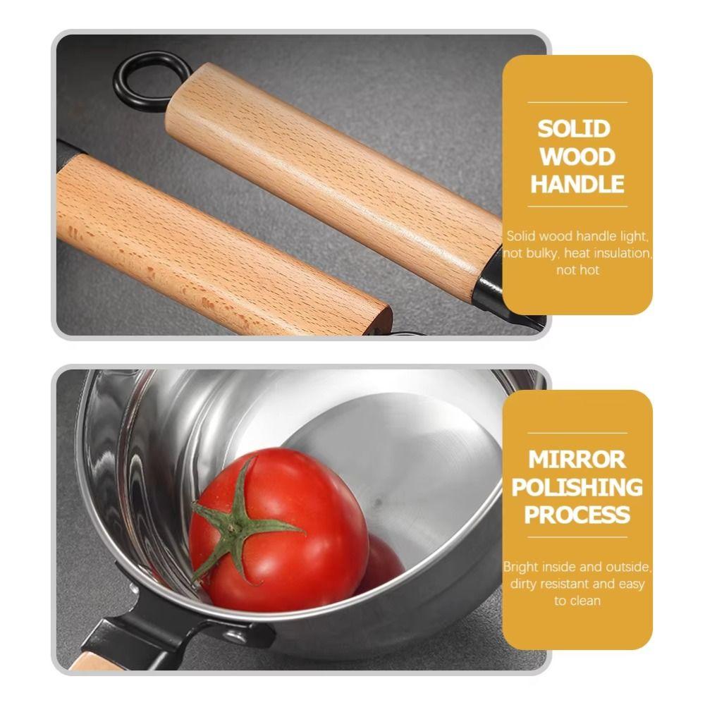 Multipurpose Soup Ladle Wooden Handle Water Spoon Small Saucepan Water Scoops for Flower Watering