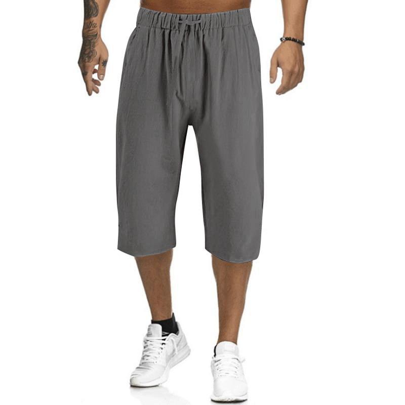 Pants Men's Summer Loose Linen Thin Cropped Pants Men's Straight Leg Pants