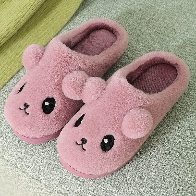 Non-slip Cartoon Dog Warm Home Plus Size Cute Plus Velvet Soft Bottom Cotton Slippers Indoor Cotton Shoes