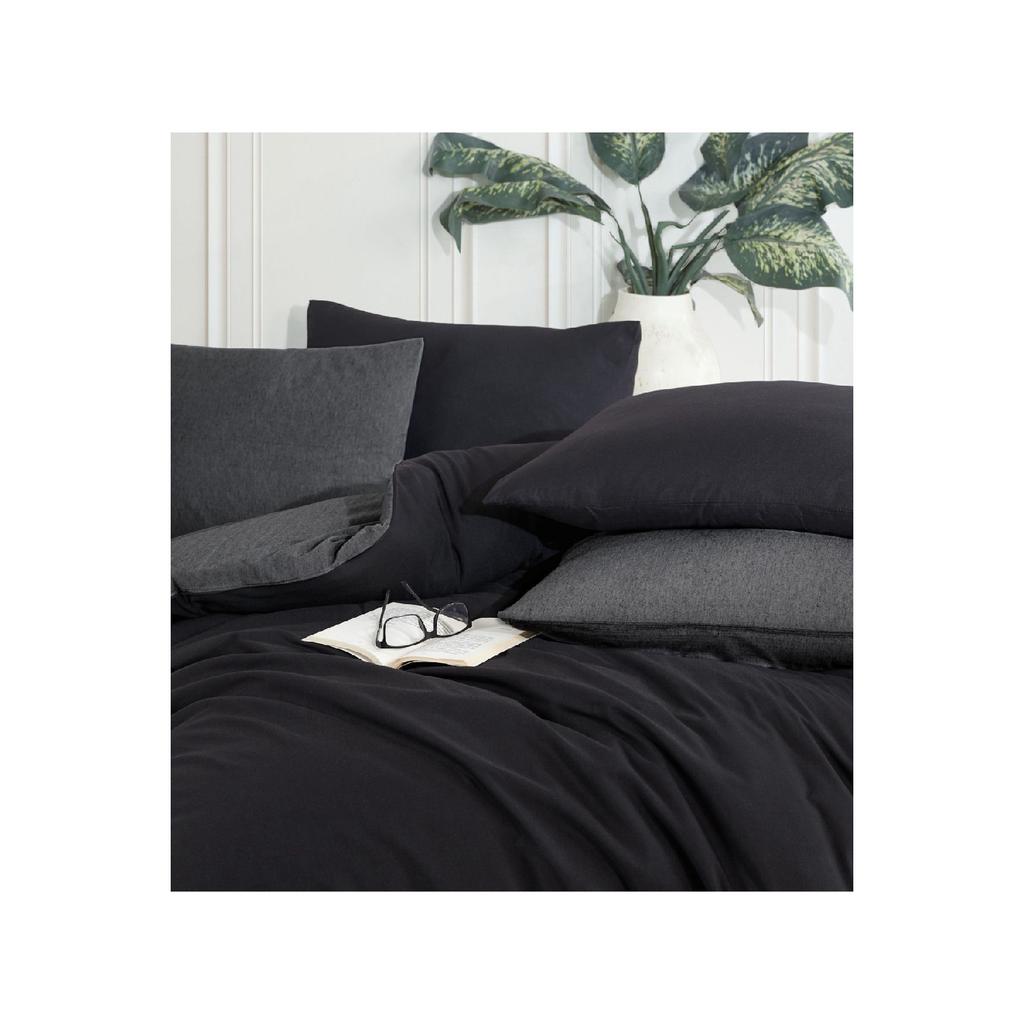 Двойной комплект пододеяльников с простынями | Антрацитовый черный | хлопок