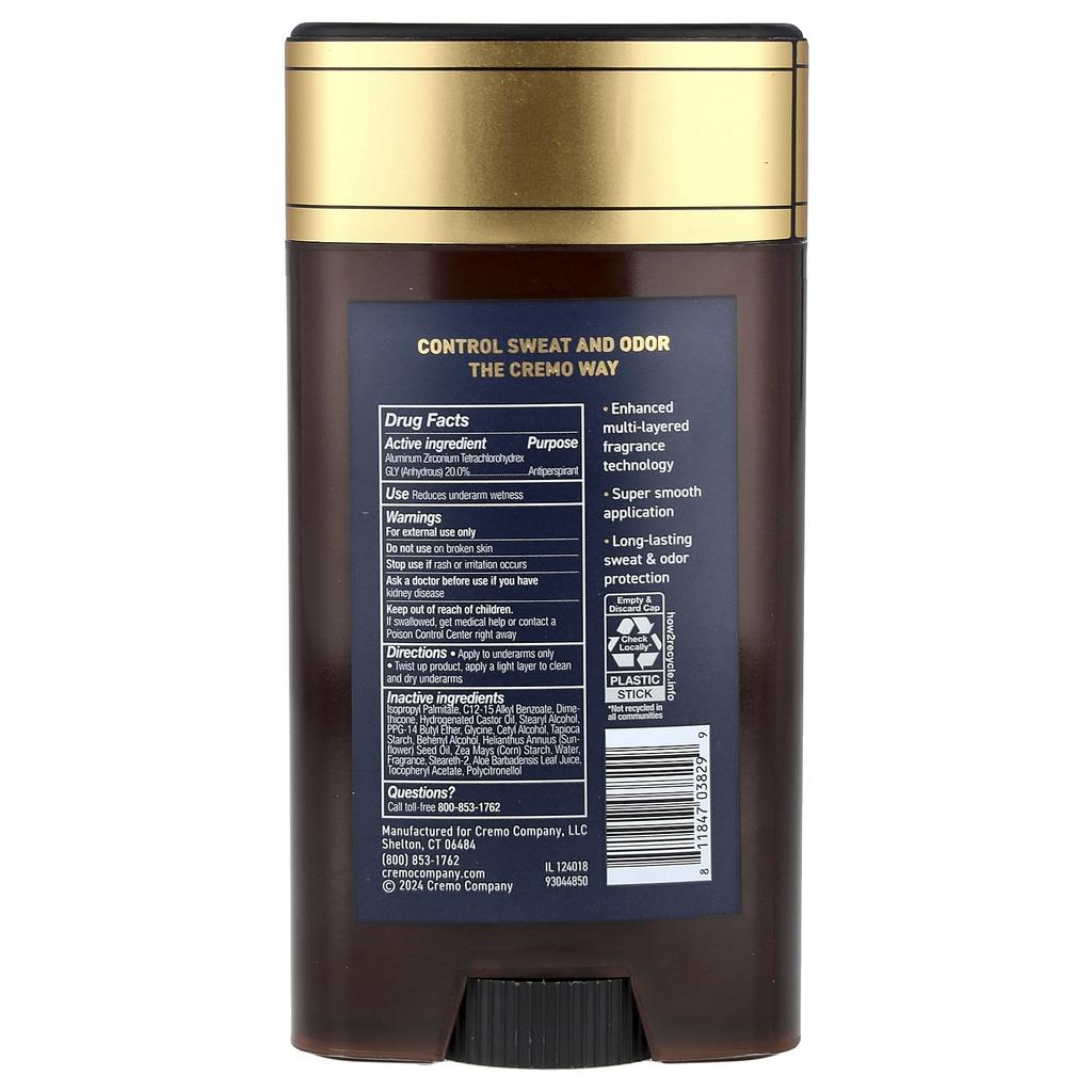 Cremo Антиперспирант и дезодорант, Пало Санто, 75 г (2,65 унции)