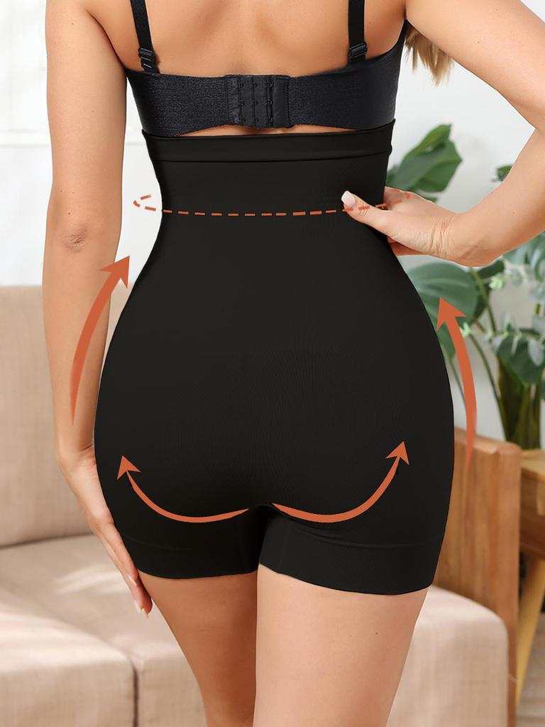 Women's High Waist Power Shorts Body Shaper Lightweight Slimming Belly Shaping Breathable Shapewear Butt Lifter Control Panties Underwear Black
