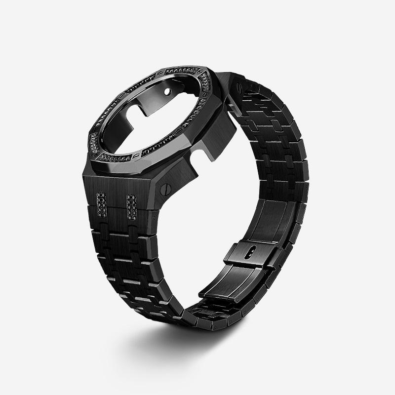 Для часов Casio G-SHOCK Black Knight GA-2100/GA-2110/GA-B2100 Модифицированный Черный Алмазный Корпус Стальной Ремешок Набор Аксессуаров