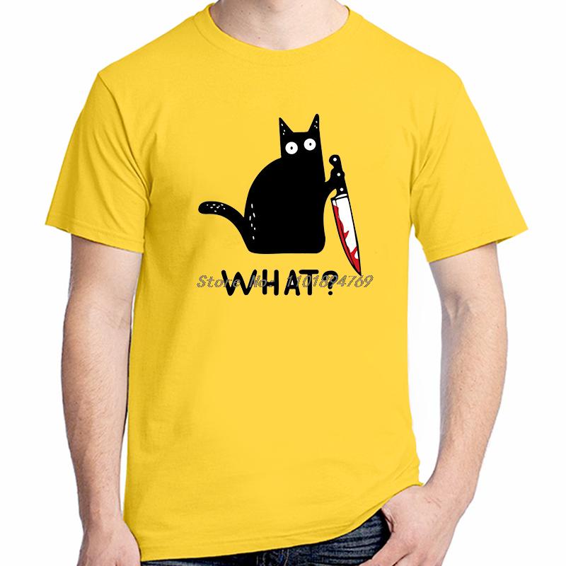 Funny Cat With Knife Hallow Pew Pew Cat Fashion Tees Tops Summer Cotton New Shirts And Tshirts Unisex Oneck Print T Shirt