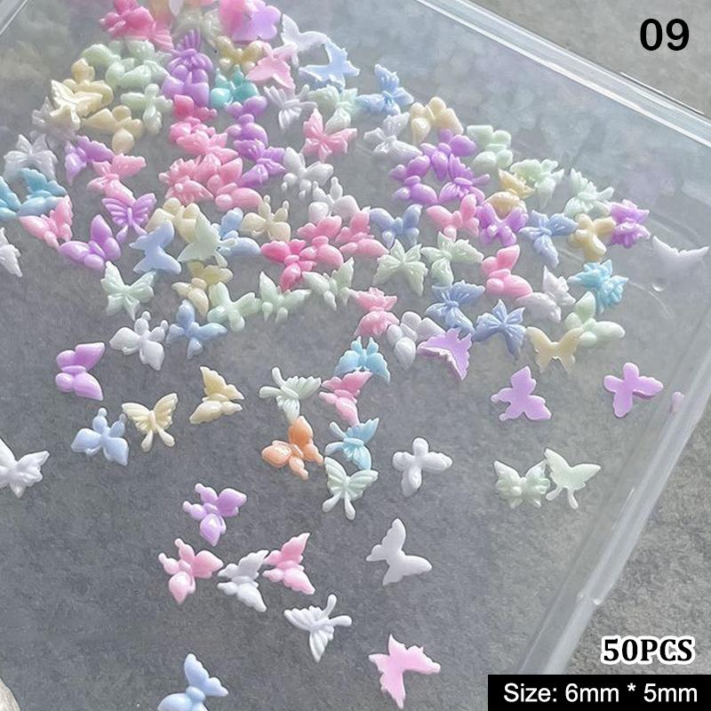 50 шт. Кристаллические стразы для нейл-арта, блестящие бабочки, подвески, украшения для роскошного 3D-дизайна ногтей, аксессуары