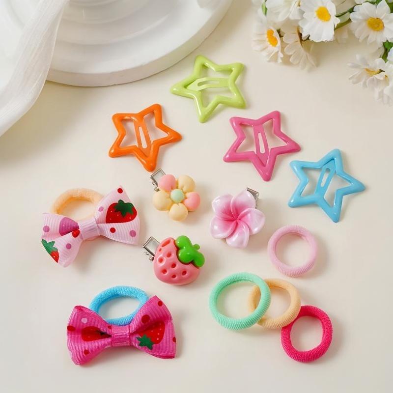Bow High Elastic Hair Accessories Set No Hurt Hair Mixed Style Hair Bands for Little Girls Kids Daily Wear