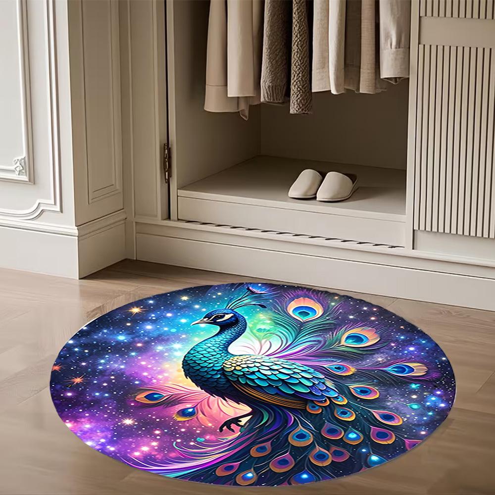 1pc home carpet peacock design non-slip rug for office decor and living room gift ideas