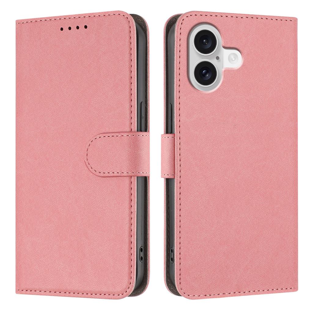 For iPhone 17 Leather Case Solid Color Phone Cover with Wallet