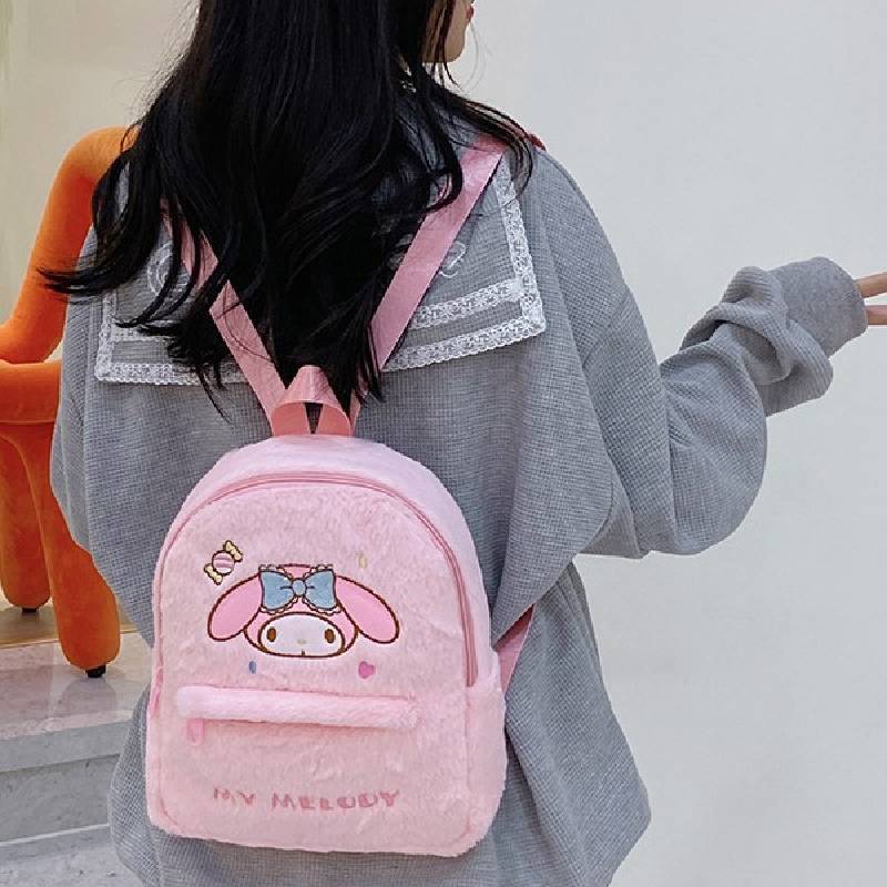 Плюшевый рюкзак My Melody Школьная сумка для девочек Из прочного материала Для повседневного использования
