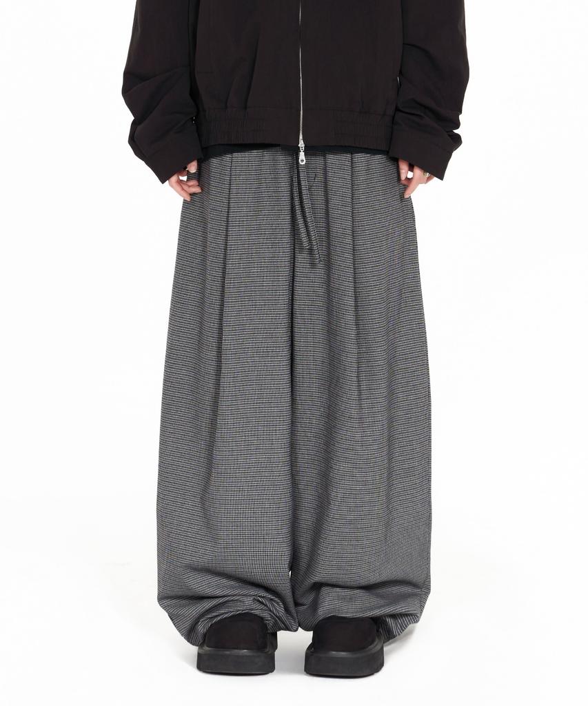IDWS Fine Check Balloon Trouser Black