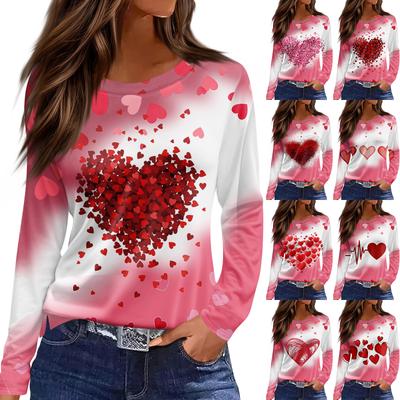 Женская модная повседневная свободная футболка с разрезом и круглым вырезом с длинным рукавом с принтом, женский топ