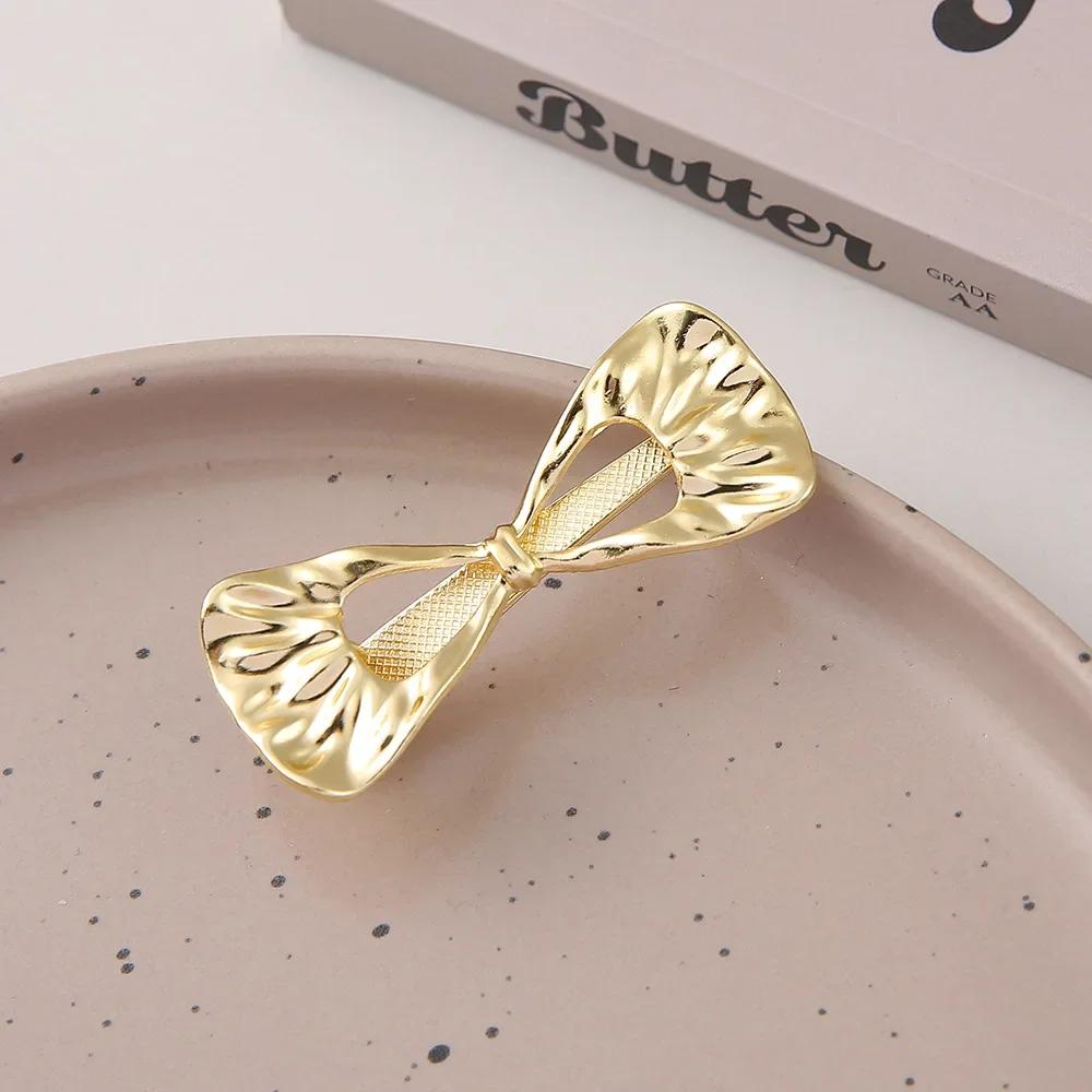 Изысканные Металлические Полые Заколки для Волос Золотого и Серебряного Цвета Сладкие Крутые Заколки для Челки Заколки-Уточки для Лба и Выбивающихся Волос Шпильки Стильные Головные Уборы