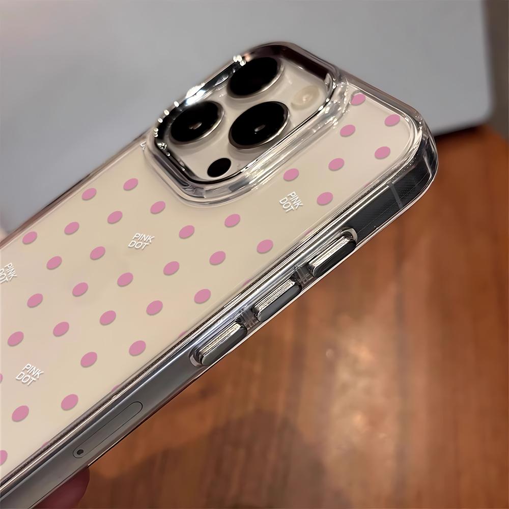 Роскошный чехол для телефона с розовыми точками Для Iphone 17 17E 16E 13 Plus 14 Pro Max 12 11 15 16 Прозрачный Гладкий Противоударный Чехол Coque