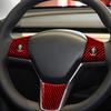 New FOR TESLA MODEL 3 Y CARBON FIBER CAR STEERING WHEEL COVER TRIM RED