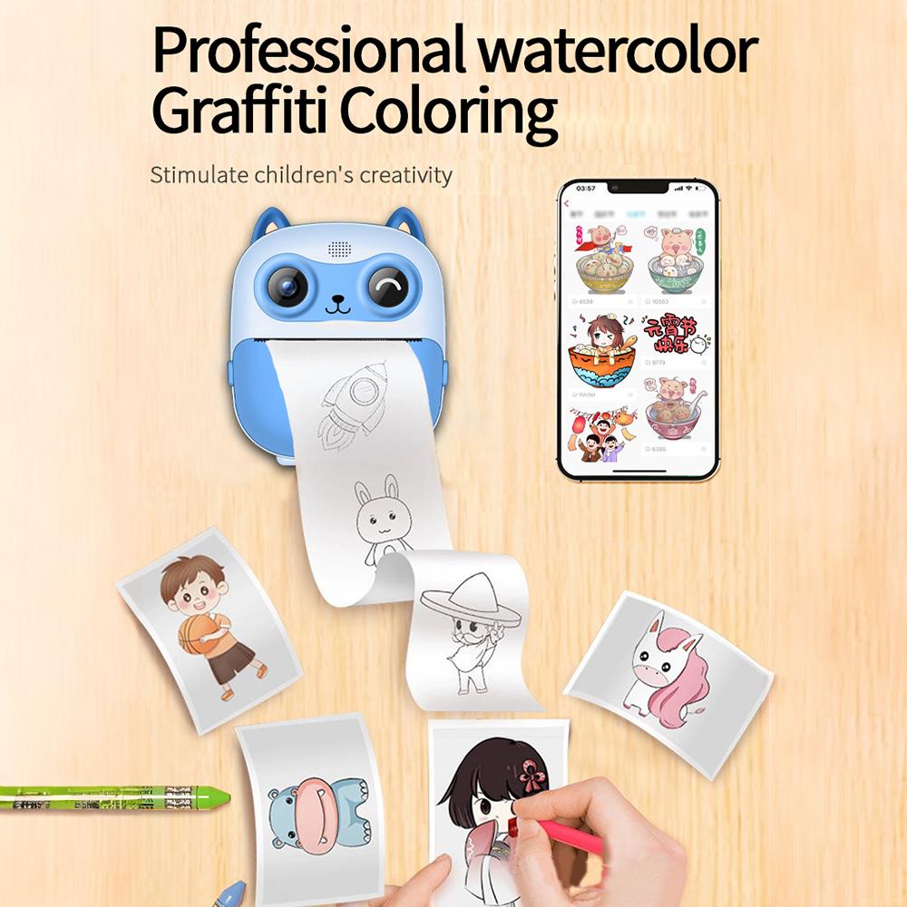 1080P Детская камера мгновенной печати Цифровая камера для детей Цифровая видеокамера Двойной объектив 2,4 дюйма IPS