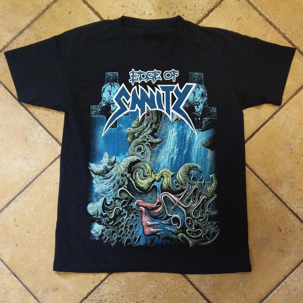 EDGE OF SANITY группа Тяжелый Хлопок Черная Полноразмерная Мужская Женская Футболка BL116