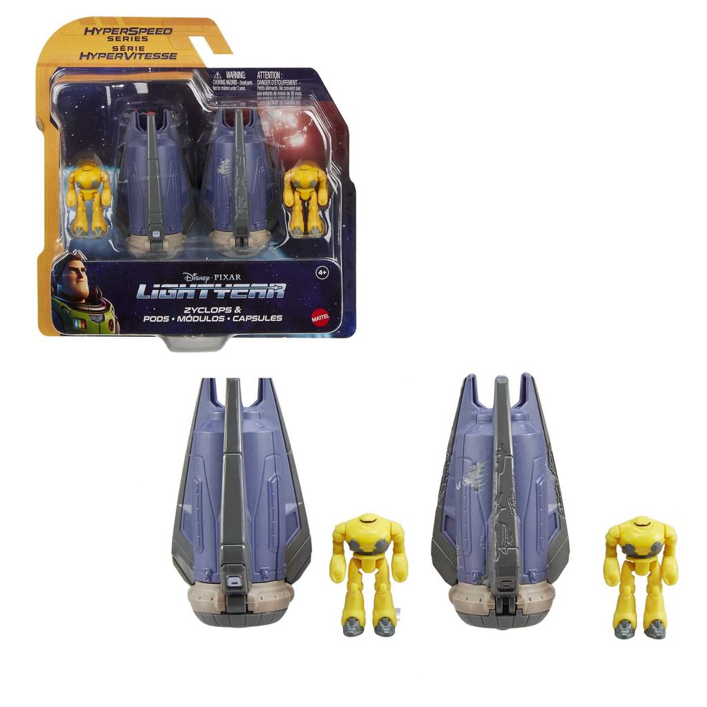 Mattel Disney Pixar Lightyear Серия Гиперскорости Космический Капсульный Бот Зиклопс Поврежденный в Бою и Фигурка Зиклопса (Длина 3,78 дюйма, высота 1,75 дюйма) - Игрушка для возрастов