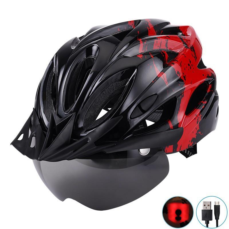 Integrated Cycling Helmet With Magnetic Snap-on Visor Rear LED Light Unisex Mountain Bike Half EPS Foam CE CPSC