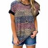 Women Summer Leopard Printed Short Sleeve Tops Casual O-neck Loose Tee Top Ladies T-shirt Clothing