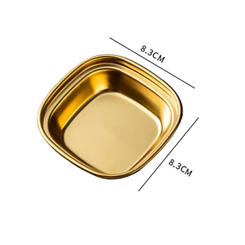 Блюдо для соуса из нержавеющей стали, многосекционная тарелка для приправ, золотистого цвета, утолщенная, тарелка для макания для корейского барбекю, блюдо для пикника на открытом воздухе, кемпинговая посуда
