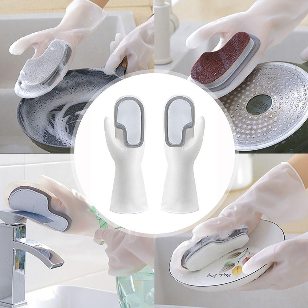 1PAIR Non-slip Dishwashing Gloves Waterproof Cleaning Gloves for Household Kitchen Washing