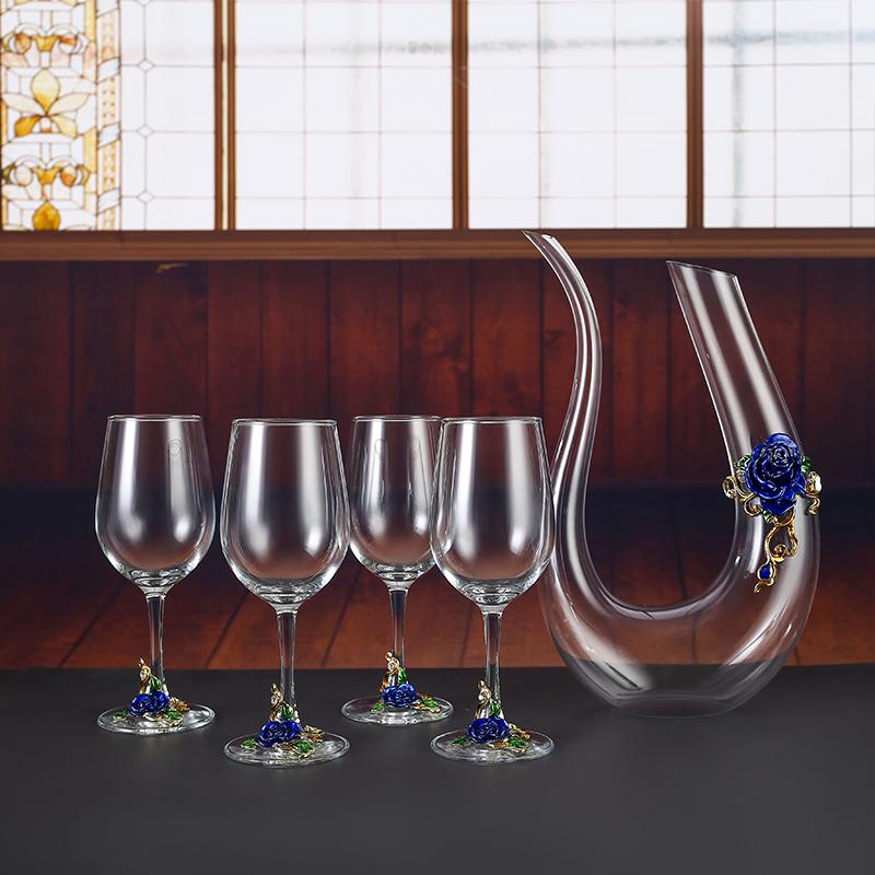 Металлический хрустальный бокал, набор бокалов для красного вина, графин, бутыль, диспенсер для вина, винный набор, барная посуда, барные наборы, посуда для напитков, изысканный подарок