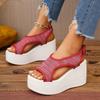 Fashion Female Shoes On Sale 2025 Summer New Platform Women's Mesh Sandals Buckle Strap Wedges Breathable Sandals for Plus Size Casual