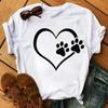 2025 Fashion Cartoon Colorful Heart Dog Paw Printed T-shirt 90s Fashion Casual Women's Short Sleeve Plus Size T-shirt Unisex